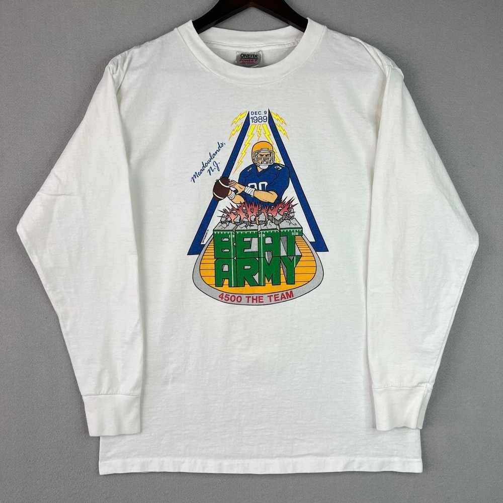 1989 Beat Army Football 4500 The Team White Long Sleeve Tee Shirt L